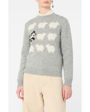 Weekend by Maxmara Sheep Crewneck Sweater - Gray