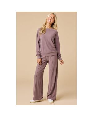 Softies Vintage Velvet Crewneck With Pintuck Pant - Pink