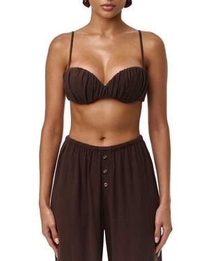 Naked Wardrobe Ruched Spaghetti Strap Bralette - Black