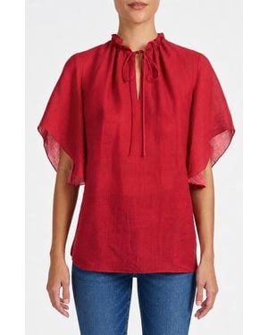 Santorelli Guita Flutter Sleeve Blouse - Red