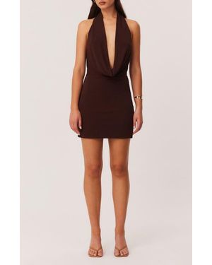 SNDY'S Rhonda Diamante Halter Minidress - Brown