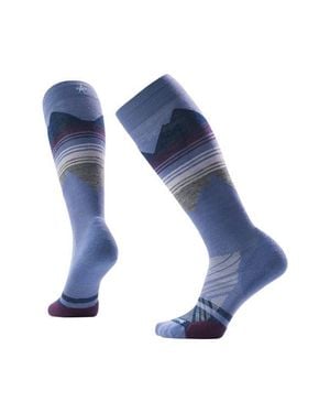 Smartwool Ski Pattern Targeted Cushion Wool Blend Over The Calf Socks - Blue