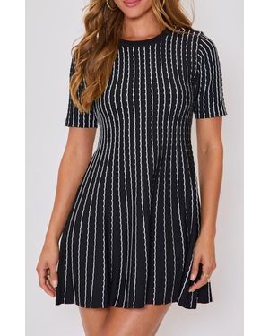 Vici Collection Emily Stripe Knit Fit & Flare Minidress - Black