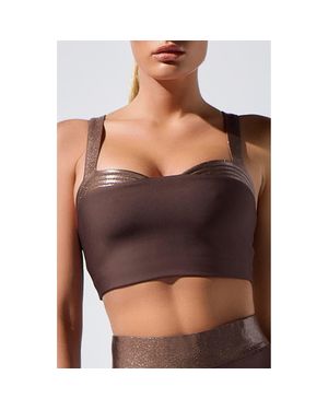 Heroine Sport Lina Metallic Trim Longline Sports Bra - Brown