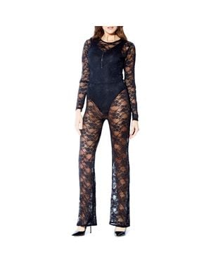 HAUTY Lace Long Sleeve Catsuit - Blue