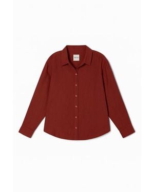 VIR VITA Cecile Oversized Linen Shirt - Red