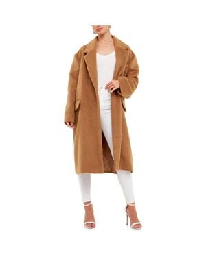 Endless Rose Oversize Brushed Coat - Brown
