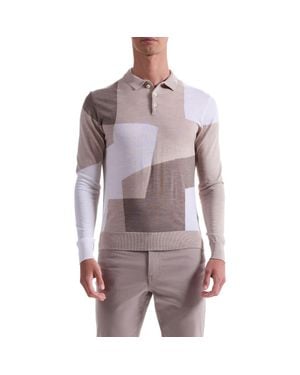Bugatchi Colorblock Merino Wool Polo Sweater - Purple