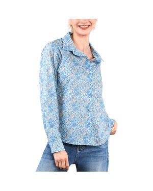 Billy T Floral Print Roll Tab Shirt - Blue