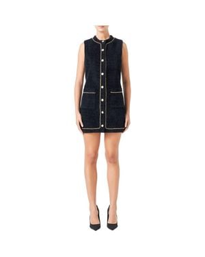 Endless Rose Fuzzy Chain Trim Minidress - Black