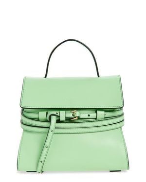 Moschino Small Tie Me Leather Top Handle Bag - Green