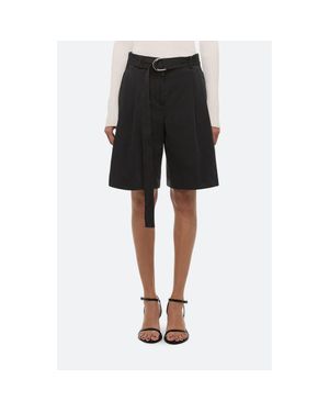 Helmut Lang Belted Double Pleat Stretch Cotton Shorts - Black