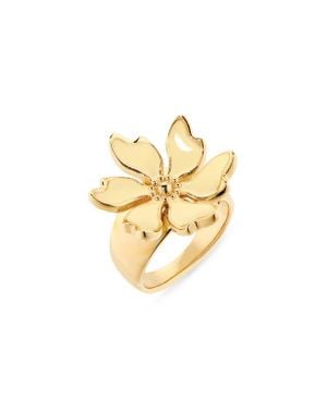 Oscar de la Renta Cherry Blossom Cocktail Ring - Metallic