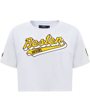 Pro Standard Boston Bruins Boxy Script Tail Cropped T-Shirt - Gray