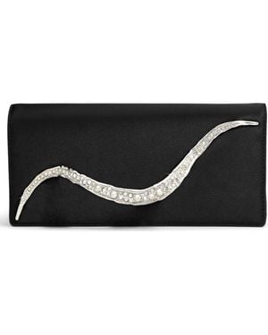 Alexis Crystal Curve Clutch - Black