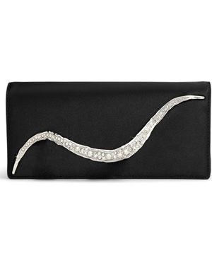 Alexis Crystal Curve Clutch - Black