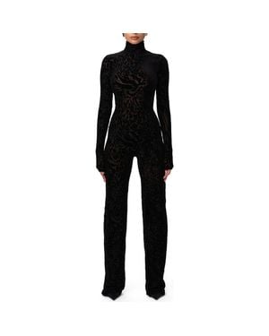 Naked Wardrobe Burnout Long Sleeve Jumpsuit - Black