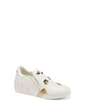KARL LAGERFELD Maude Flirt Charm Embellished Slip-On Sneaker - White