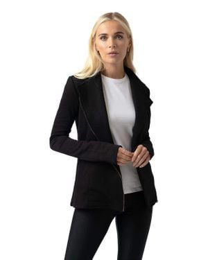 Saint + Sofia Cotton Biker Jacket - Black