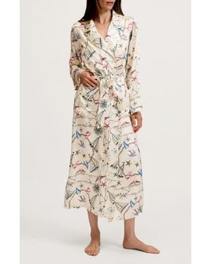Petite Plume Silk Long Robe - Natural