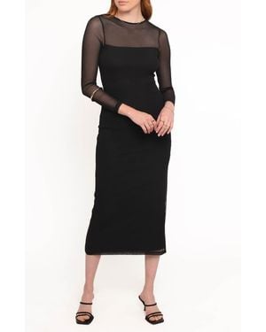 Petal & Pup Famille Long Sleeve Midi Dress - Black