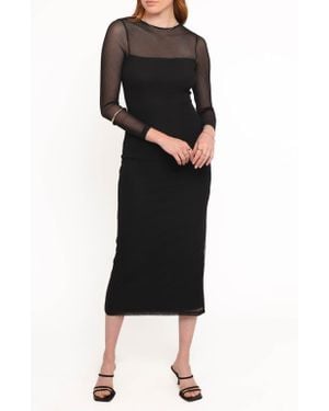 Petal & Pup Farrow Long Sleeve Midi Dress in Black | Lyst