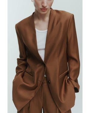 H&M Lapelless Blazer - Brown