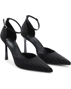 Mango Crystal Ankle Strap Pump - Black