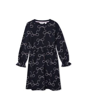 Lands' End Girls Long Sleeve French Terry Knit Dress - Blue