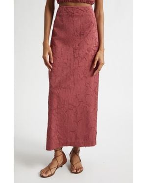 Ulla Johnson Inez Texture Maxi Skirt - Red