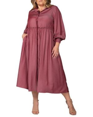 Standards & Practices Button Front Shirtdress - Red