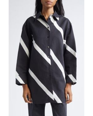 Marimekko Heitto Basso Cotton & Linen Button-Up Shirt - Blue
