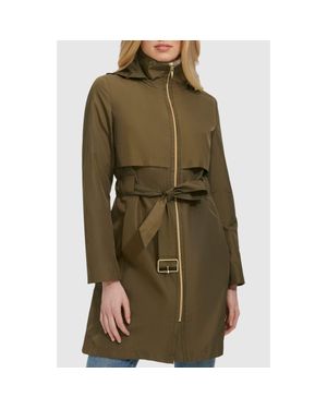 Cole Haan Packable Belted Rain Jacket - Green