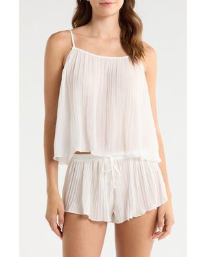 Flora Nikrooz Karina Semisheer Crinkle Chiffon Shorts Pajamas - White