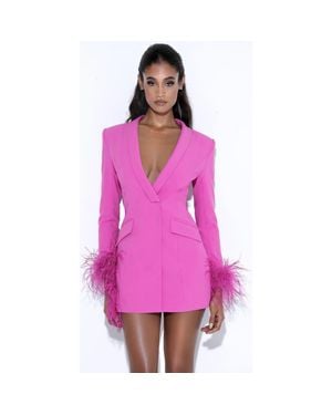 Miss Circle Madeline Feather Trim Blazer Dress - Pink