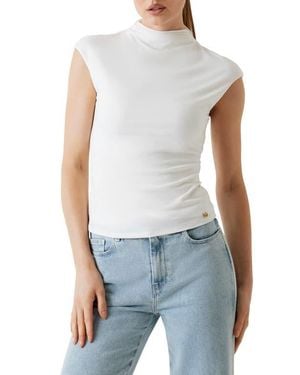 Marciano Mel Ruched Logo Detail Knit Top - Blue