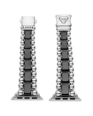 Lagos Smart Caviar Ceramic & Stainless Steel Apple Watch Watchband - Black