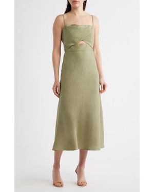 Black Halo Jada Cutout Detail Linen Dress - Green