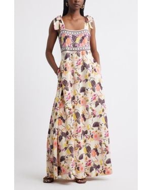 Treasure & Bond Linen Blend Maxi Sundress - Multicolor