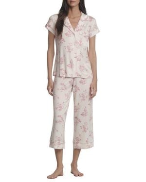 Eberjey Gisele Printed Short Sleeve Cropped Pajamas - Multicolor
