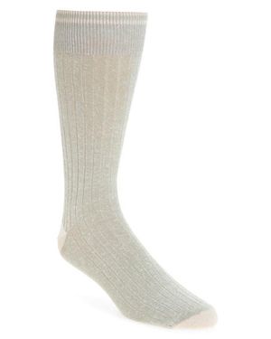 Nordstrom Ribbed Linen Blend Dress Socks - White