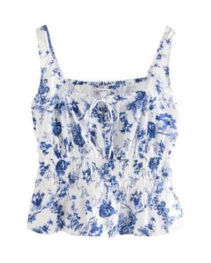 Next Floral Smocked Cotton Camisole - Blue