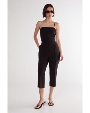 Nasty Gal Tailored Capri Square Neck Playsuit - Blue