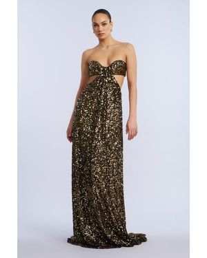 sachin and babi light blue dress BCBG MAX AZRIA black beige embroidered rufflle tulle flutter gown dress US6  M at 1stDibs