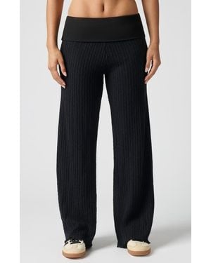 Florence By Mills Mini Cable Stitch Foldover Sweater Pants - Black