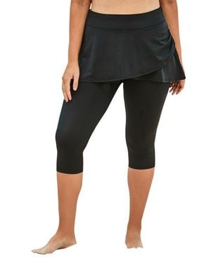 Swim 365 Skirted Swim Capri Pant - Black