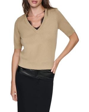 DKNY Lace Trim Sweater - Black