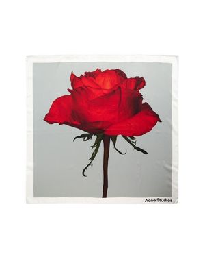 Acne Studios Vasco Rose Midsummer Silk Square Scarf - Red