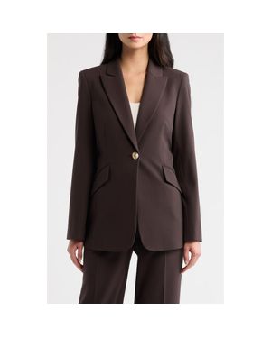 Tahari One-Button Blazer - Brown