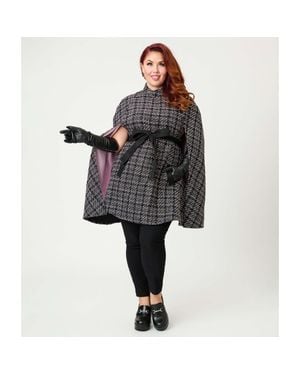 Smak Parlour Plus Size Savile Row Cape Coat - Black